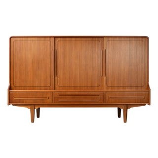 Mid-Century Danish Modern Brown Teak Highboard, 1950s For Sale