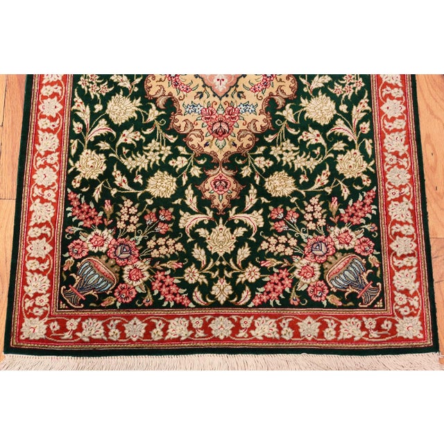 Late 20th Century Nazmiyal Collection Vase Design Floral Vintage Persian Silk Qum Rug For Sale - Image 5 of 6