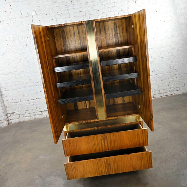 Vintage Modern Rosewood & Brass Plate Wardrobe or Chifforobe by Milo Baughman Thayer Coggin For Sale - Image 13 of 18