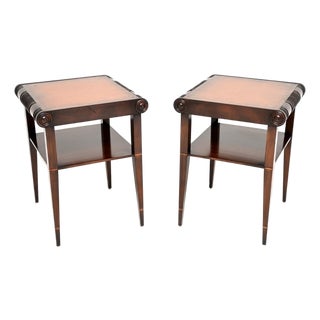 Antique Regency Leather Top Side Tables, 1930s, Set of 2 For Sale