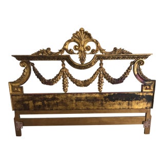 1960s Hand Carved Italian King Size Headboard For Sale