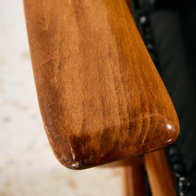 Lounge Chair in Beech with Leather Upholstery For Sale - Image 9 of 18