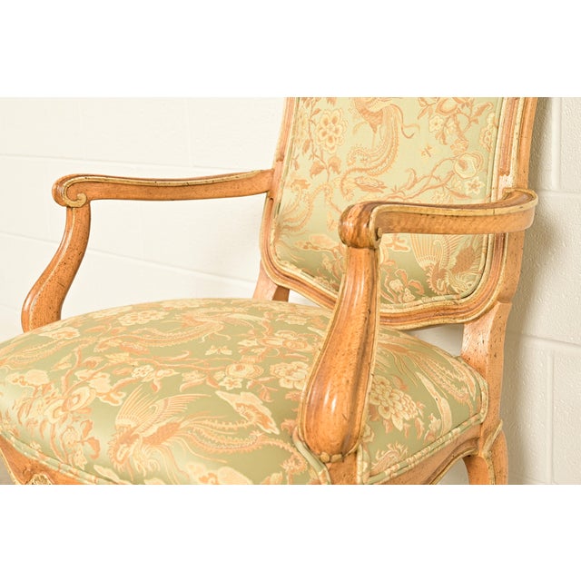 John Stuart French Provincial Louis XV Carved Oak Armchairs | Pair For Sale - Image 9 of 15