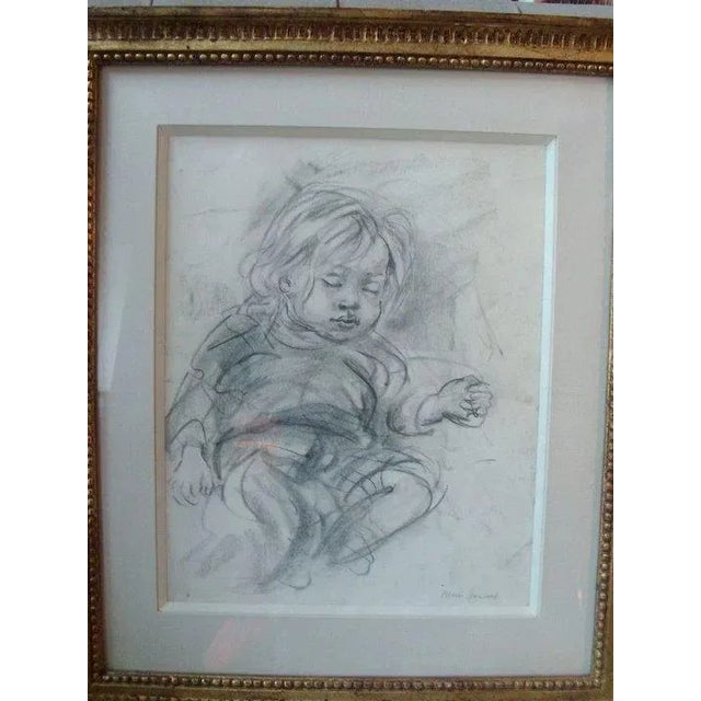 Marion Greenwood Pencil Drawing in Carved Gilt Wood Frame For Sale In New York - Image 6 of 7