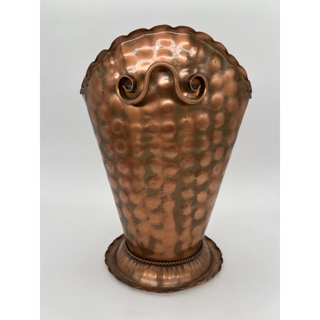 Vintage Gregorian Copper Hammered Vase For Sale - Image 4 of 10