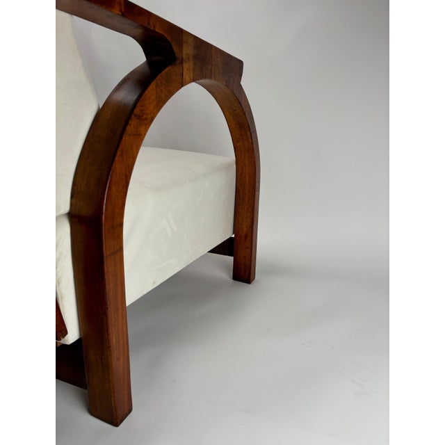 Art Deco Arched Sculptural Wooden Armchair, Italy, 1930s For Sale - Image 12 of 14