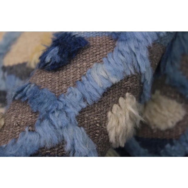 Shabby Chic 1990s Boho Chic Moroccan High-Low Pile Lt. Blue Wool Rug - 8'4" X 10'1" For Sale - Image 3 of 8