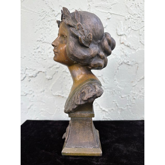 Art Nouveau Art Nouveau Polychrome Bust “Enid” of a Young Woman, European, C. 1900–1915 For Sale - Image 3 of 12