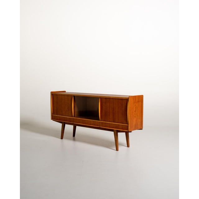 Scandinavian Teak Sideboard with Glass Door, 1950s For Sale - Image 3 of 11