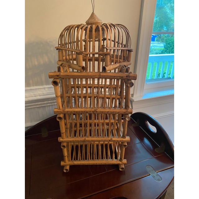 1970s Vintage Rattan Pagoda Style Wine Rack For Sale - Image 4 of 9