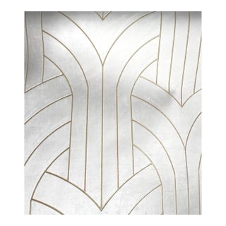 Phillip Jeffries White Velvet Cocoon Wallpaper, Lasercut Gilt Velvet Textile For Sale