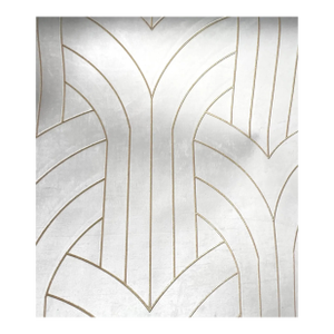 Phillip Jeffries White Velvet Cocoon Wallpaper, Lasercut Gilt Velvet Textile