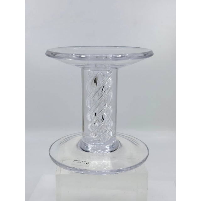 Simon Pearce candle pillar stand with twist design. Signed and stickered. A collectors piece.