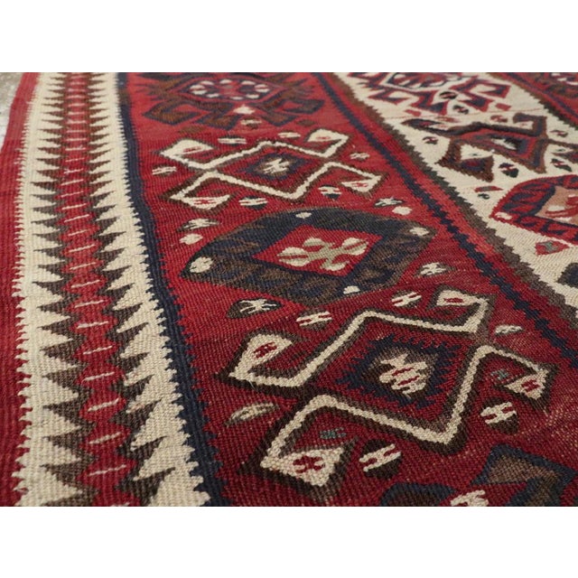Mid 20th Century Galerie Shabab Collection Tribal Mid-20th Century Handmade Turkish Flat-Weave Kilim Throw Rug For Sale - Image 5 of 9