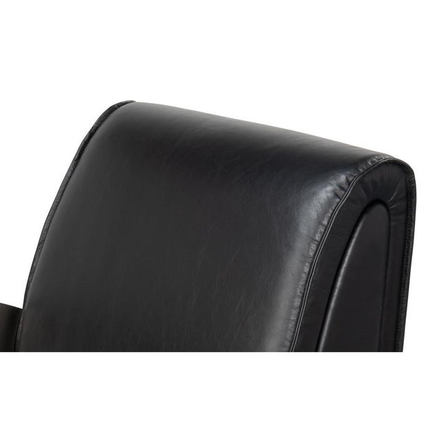 Metal Industrial Black Leather Armchair For Sale - Image 7 of 9