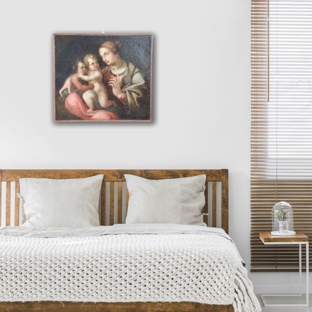 We are pleased to present this oil on canvas from the 18th-century Italian school. A splendid religious painting depicting...