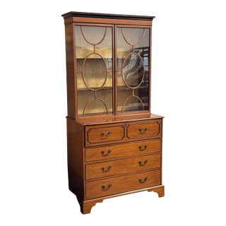 Antique English Armoire Secretary Cabinet For Sale