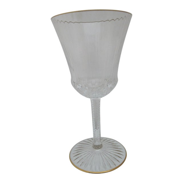 St Louis 24k Gilt Rim Crystal Apollo 6 3/8" Burgundy Wine Glass Goblet For Sale