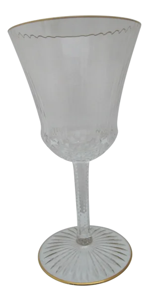 St Louis Gilt Rim Crystal Wine Glass in Apollo Gold Pattern