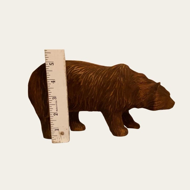 Brown Vintage Hand Carved Wooden Bear in the Style of the Black Forrest Bear For Sale - Image 8 of 12