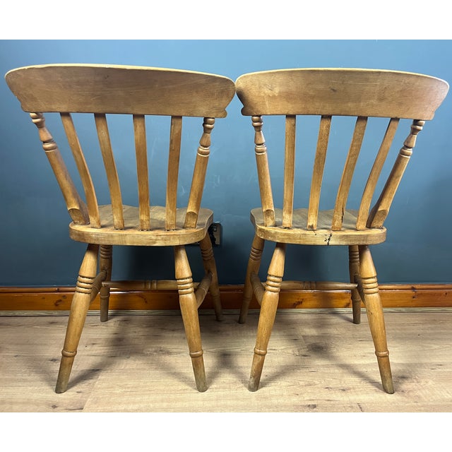 Vintage Beech Farmhouse Dining Chairs, 1950s, Set of 2 For Sale - Image 3 of 18