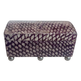 Hollywood Regency Faux Reptile Covered Box on Ball Feet For Sale