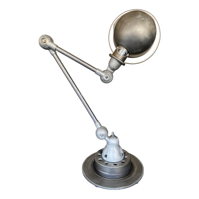 Vintage Two-Arm Lamp with Matte Clear Varnish by Jean-Louis Domecq for Jieldé, 1950s For Sale
