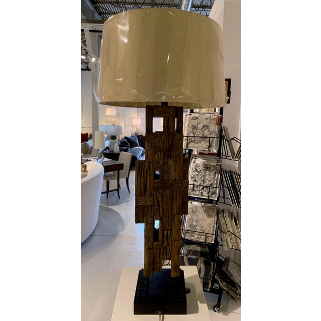 John Richard Rustic Reclaimed Wood Lamp For Sale - Image 4 of 5