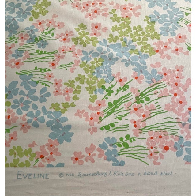 17+ yards of classic Brunschwig & Fils hand print floral fabric entitled Eveline from 1968. Off white background is...