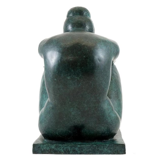 Green Art Deco Style Modern Sculpture, Green Patinated Bronze For Sale - Image 8 of 10