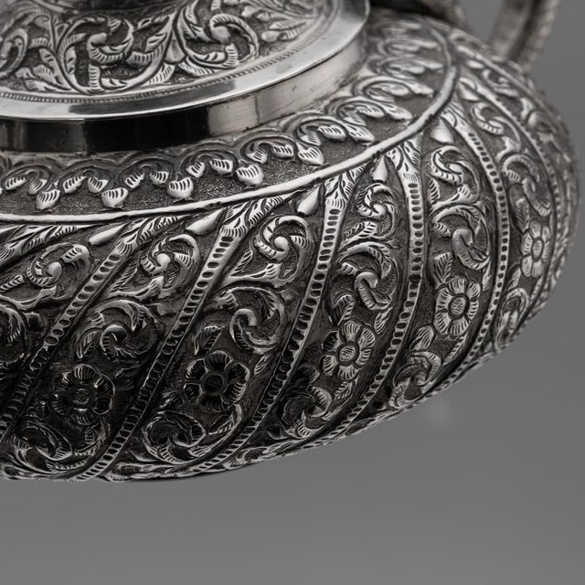 19th Century Antique Indian Kutch Silver Tea Service, Set of 3 For Sale - Image 17 of 18