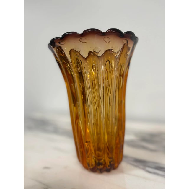 Mid 19th Century Large Amber Venetian Glass Vase For Sale - Image 9 of 10