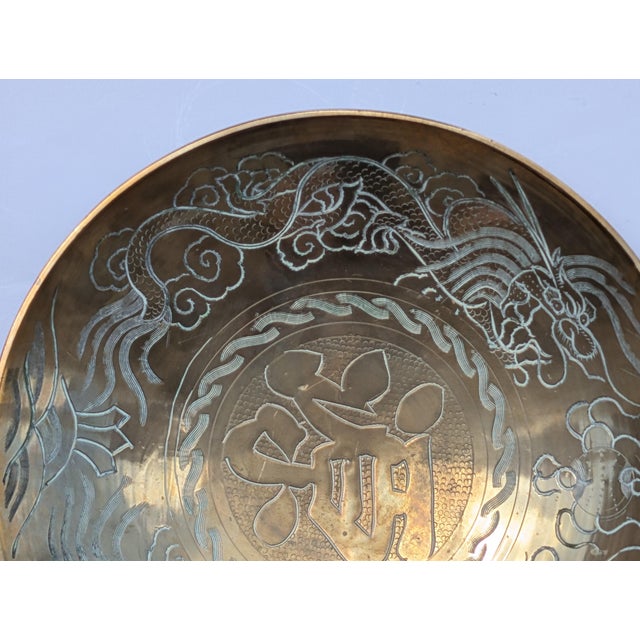 Chinese A Large Antique Chinese Hand-Made Brass Charger With "China" Mark (10 Inches) For Sale - Image 3 of 5