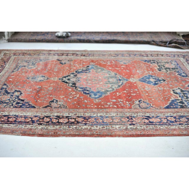Antique Persian Ferahan with Medallion and Variations of Strawberry Field, 9.2 x 12.2 For Sale - Image 12 of 13