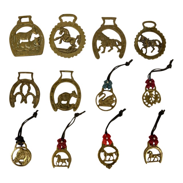 Mid 20th Century Horse Brass Christmas Ornaments - Set of 12 For Sale