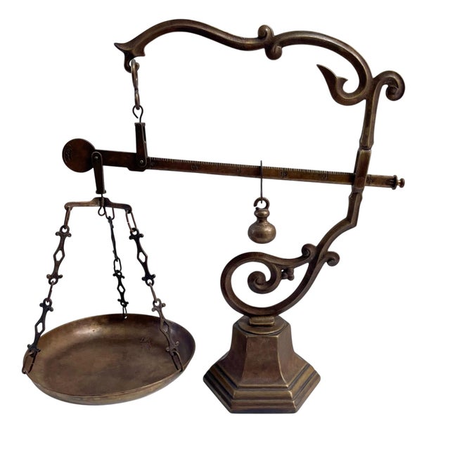 Large Antique Art Nouveau Farm House Style Apothecary Scale For Sale - Image 11 of 14