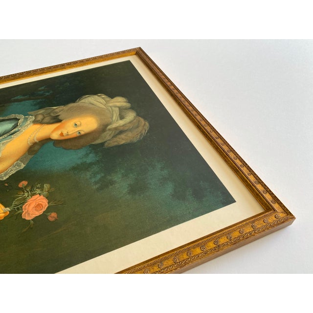 Madame Vigee Le Brun Vintage 1955 Neoclassical Mourlot Lithograph Print Framed French Exhibition Poster " Marie Antionette With a Rose " 1783 For Sale - Image 11 of 15