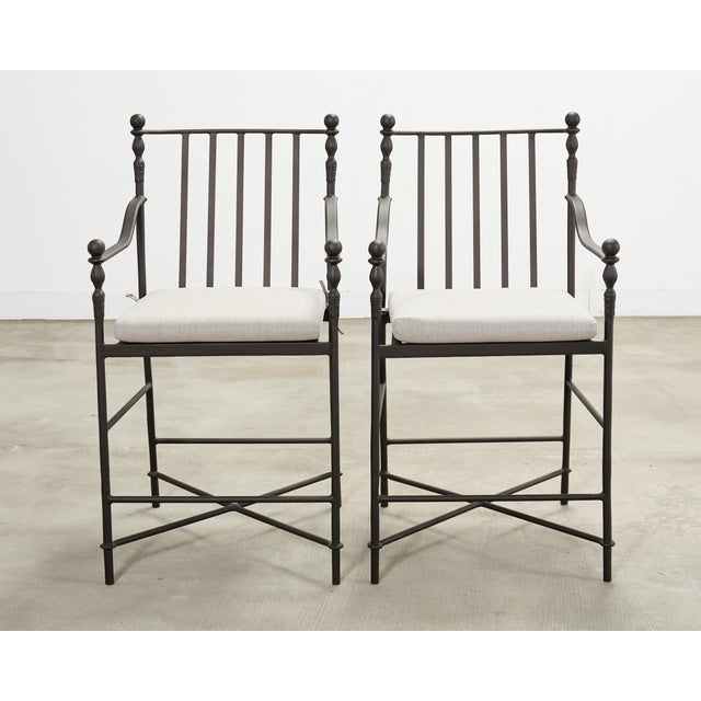 Neoclassical Set of Four Michael Taylor Montecito Bronzed Garden Barstools For Sale - Image 3 of 18