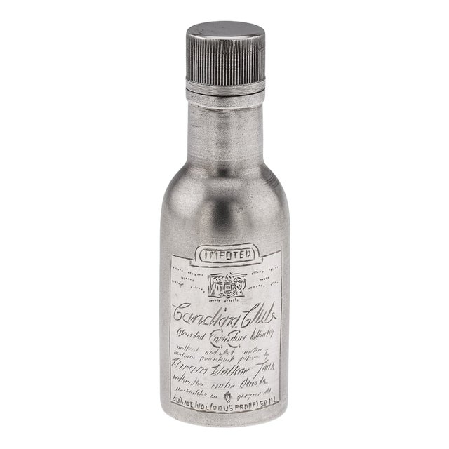Novelty Silver Miniature Canadian Club Whisky Bottle For Sale