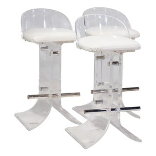 Charles Hollis Jones for Hill Manufacturing Mid Century Lucite Barstools - Set of 3 For Sale