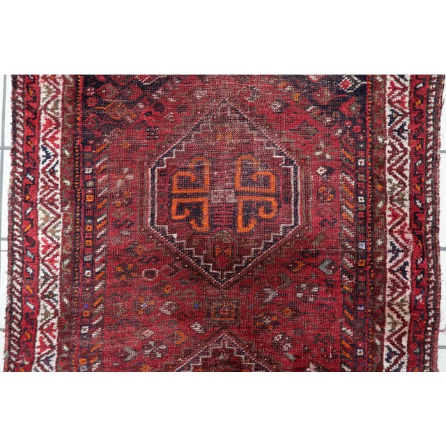 1900s, Antique Persian Shiraz Handmade Distressed Rug 3 X 4 For Sale - Image 11 of 12