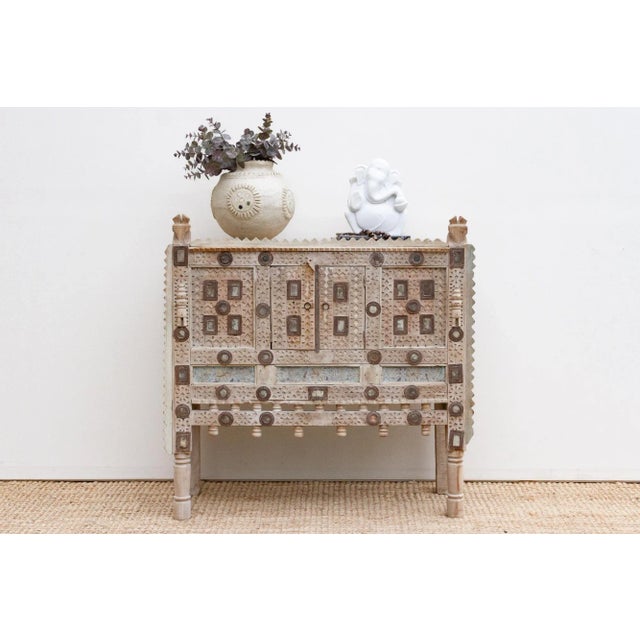 1960s Carved Bleached Wood Damachiya Tribal Cabinet For Sale - Image 10 of 10