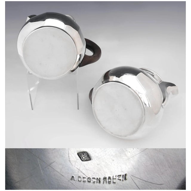 Early 20th Century Art Deco French Sterling Silver 4 Piece Tea / Coffee Set, Teapot & Coffee Pot For Sale - Image 9 of 10