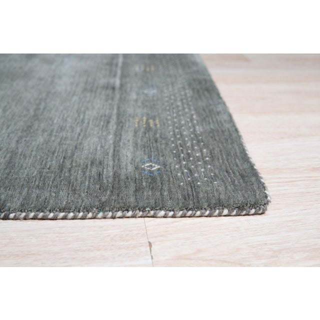 Traditional 4x6 Freya Gabbeh Gray Modern Hand Knotted Wool Carpet Rug For Sale - Image 3 of 6