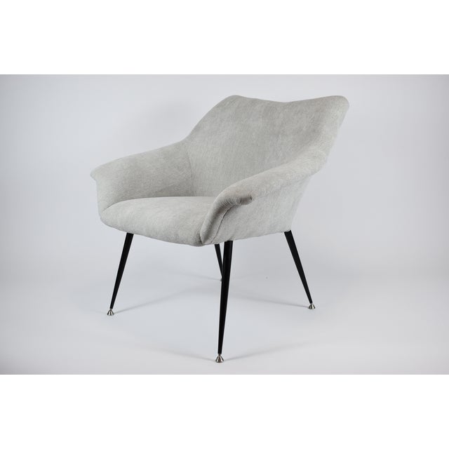 Gray Vintage German Armchair Shell in Grey Fabric, 1960s For Sale - Image 8 of 8