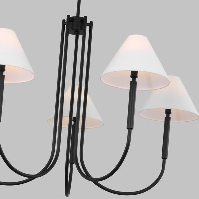 Visual Comfort Visual Comfort Studio Porteau 6-Light Large Chandelier in Midnight Black For Sale - Image 4 of 5