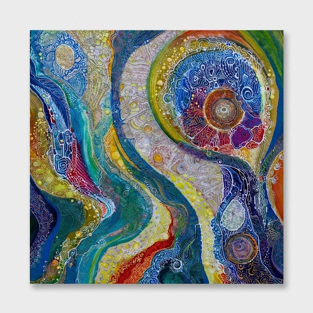 This is a one-of-a-kind original abstract painting by San Diego artist, Alexander Arshansky. Its dimensions are 24" x 24"...