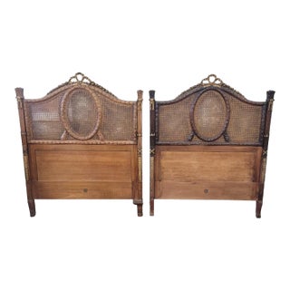 Late 19th Century Pair of French Cane Twin Headboards For Sale