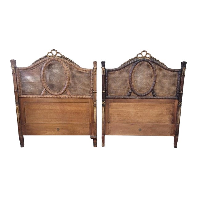 Late 19th Century Pair of French Cane Twin Headboards For Sale