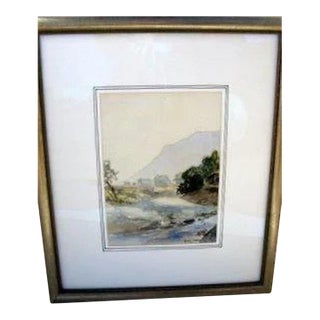 19th Century Mountain Landscape Watercolor Painting by Harvey Otis Young, Framed Signed For Sale